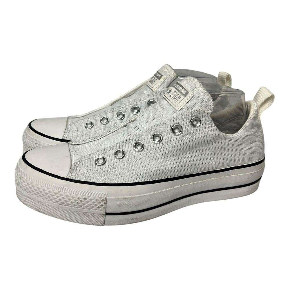 Women's White Canvas Platform Sneakers